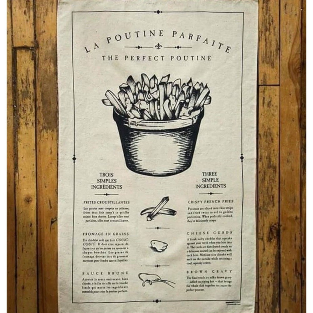 NEW The Perfect‎ Poutine Tea Towel Canada Cotton Kitchen Decor Foodie Food